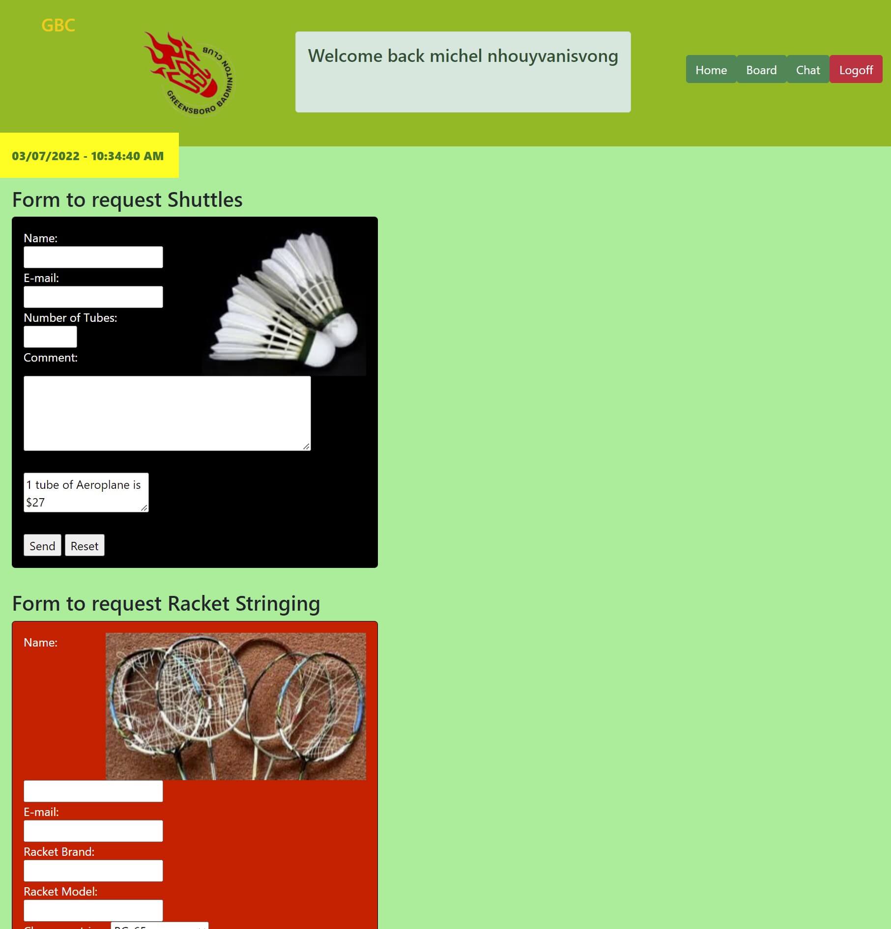RequestForm Page